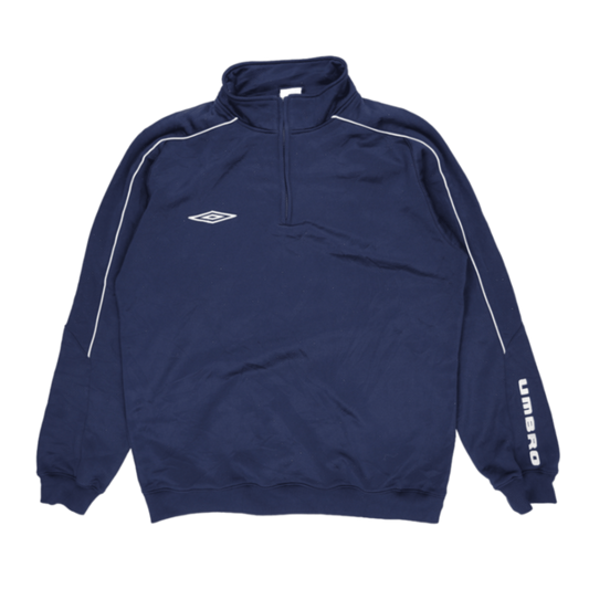 Umbro Navy Blue 1/4 Zip Sweatshirt Men Large Polyester