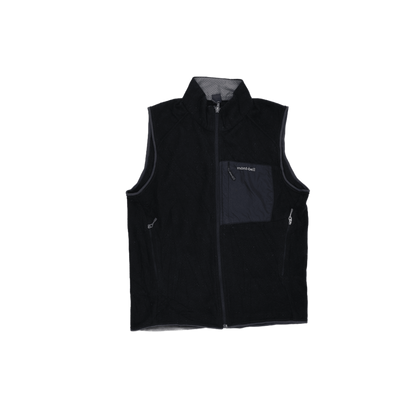 Montbell Black Fleece Polyester Blend Outdoor Gilet Vest for Men Size Medium