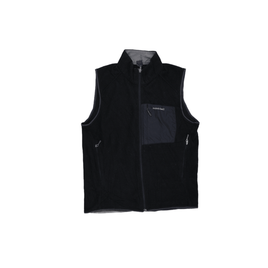 Montbell Black Fleece Polyester Blend Outdoor Gilet Vest for Men Size Medium