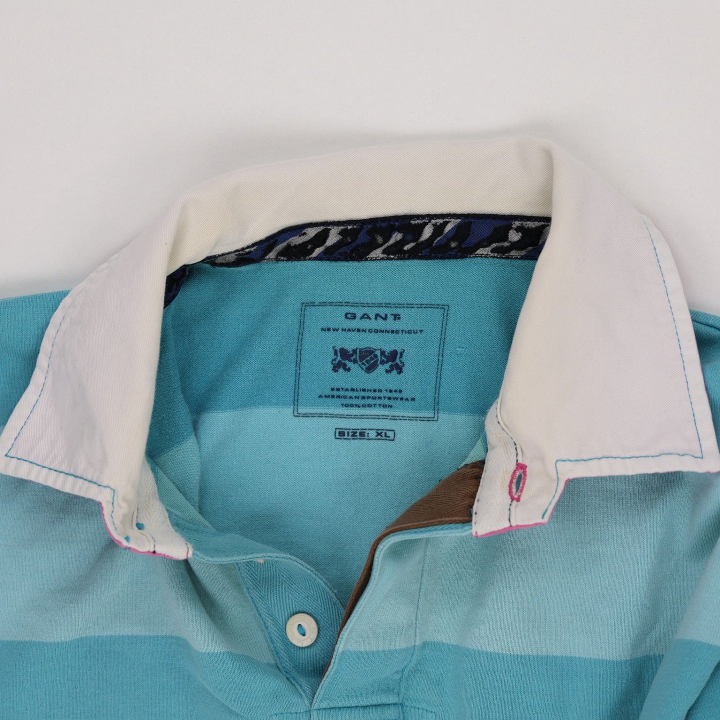 GANT Rugby Shirt Blue XL 100 Percent Cotton Vintage Mens