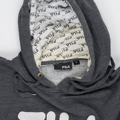 Fila Vintage Hooded Sweatshirt Charcoal Grey Medium Cotton Blend Pullover