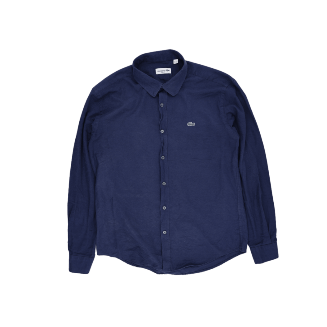 Lacoste Men's Navy Slim Fit Linen Shirt XXL Button-Up Long Sleeve Collared