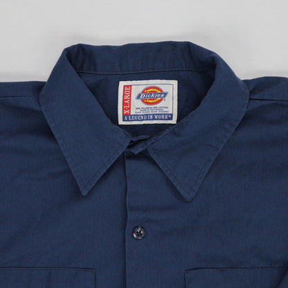 Dickies Navy Blue XL Vintage Work Shirt 65% Polyester 35% Cotton Collared Short Sleeve