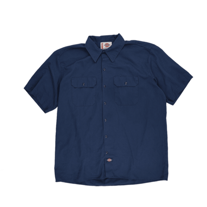 Dickies Navy Blue XL Vintage Work Shirt 65% Polyester 35% Cotton Collared Short Sleeve