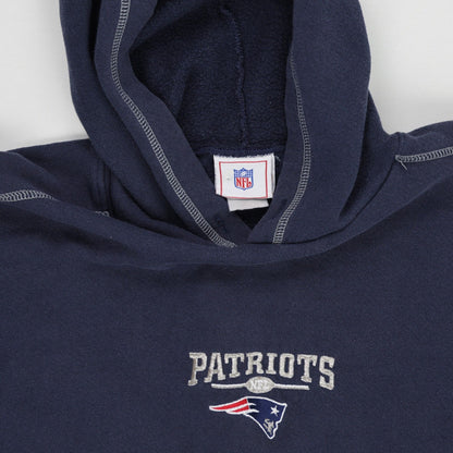 NFL New England Patriots Vintage Navy Blue Pullover Hoodie Sweatshirt Large Cotton Blend