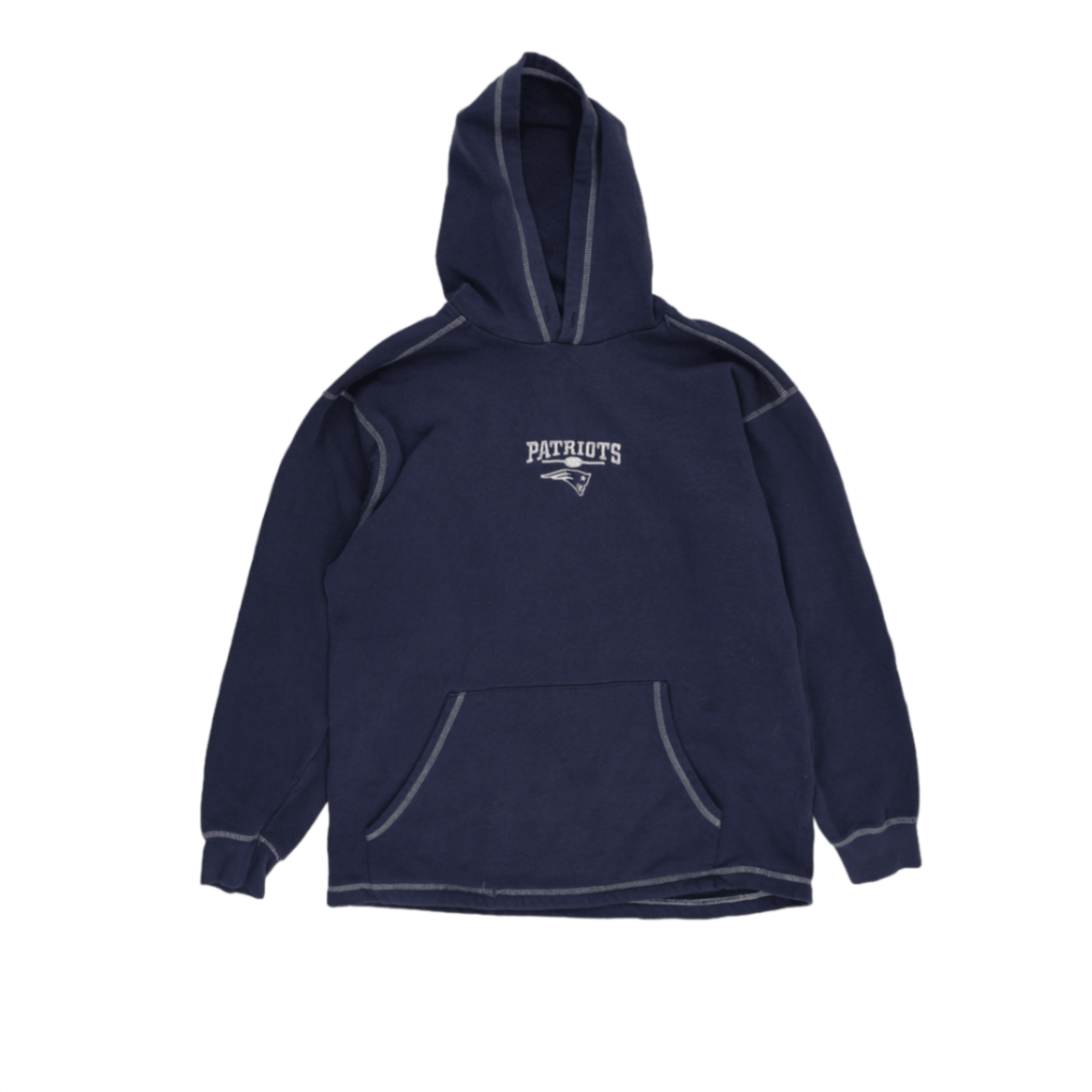 NFL New England Patriots Vintage Navy Blue Pullover Hoodie Sweatshirt Large Cotton Blend