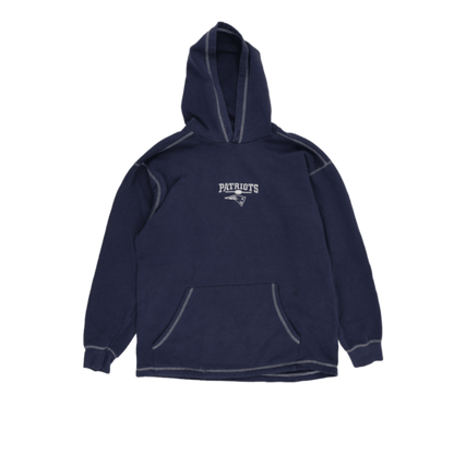 NFL New England Patriots Vintage Navy Blue Pullover Hoodie Sweatshirt Large Cotton Blend