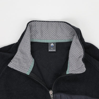 Montbell Outdoor Fleece Jacket Black Large Polyester Fleece Stand Collar