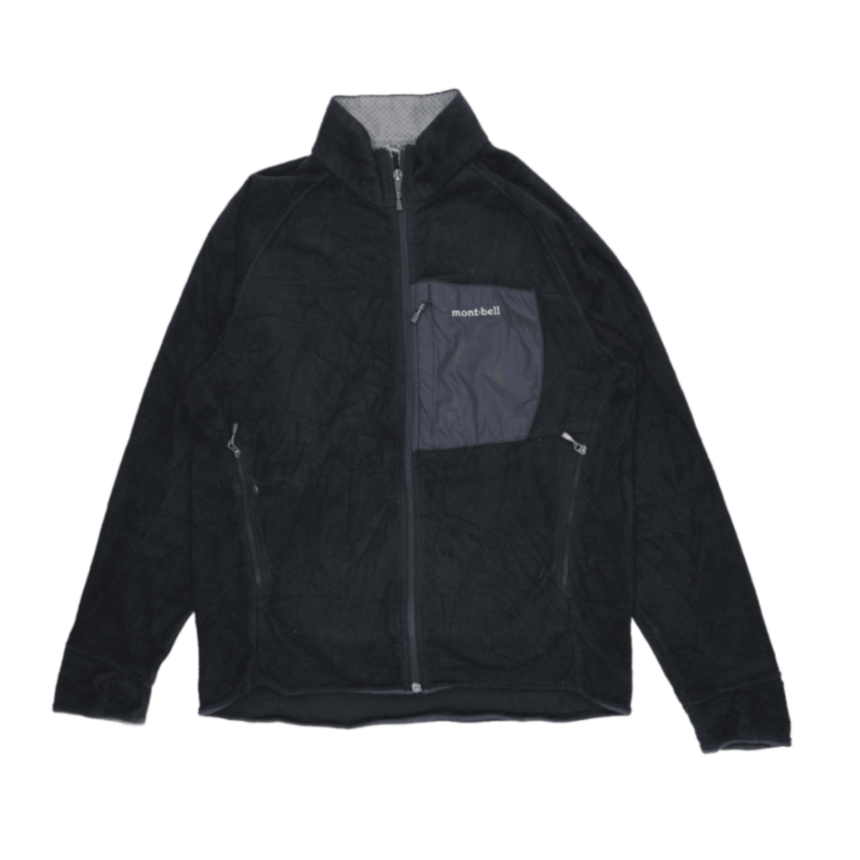 Montbell Outdoor Fleece Jacket Black Large Polyester Fleece Stand Collar