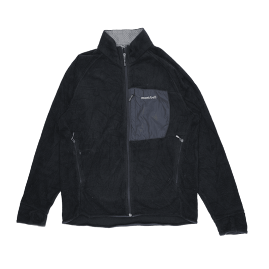 Montbell Outdoor Fleece Jacket Black Large Polyester Fleece Stand Collar