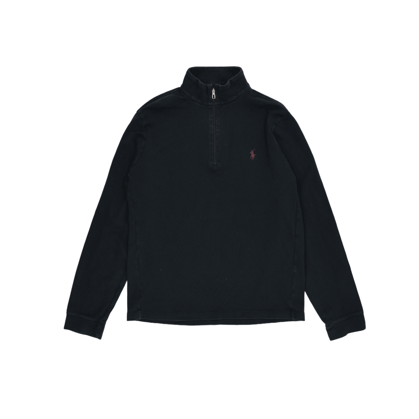 Ralph Lauren Quarter Zip Sweatshirt Black Medium 100 Percent Cotton High Neck