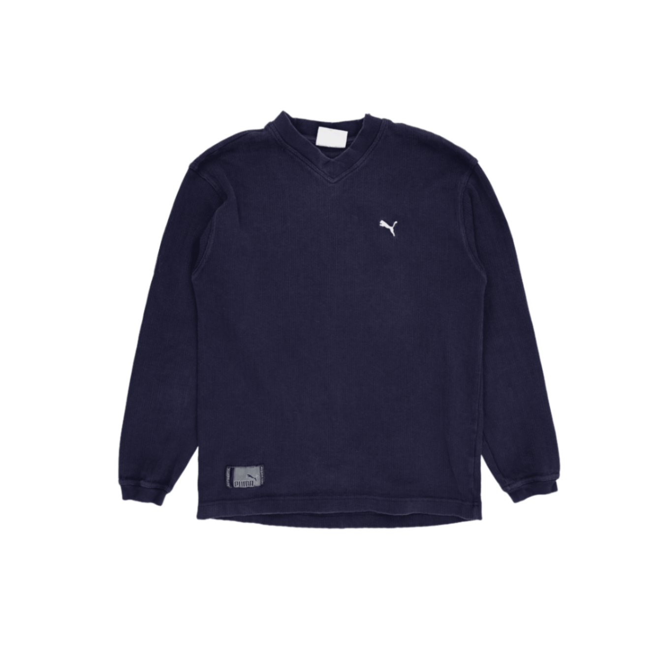 PUMA Navy Blue V Neck Sweatshirt Men Medium Cotton Blend