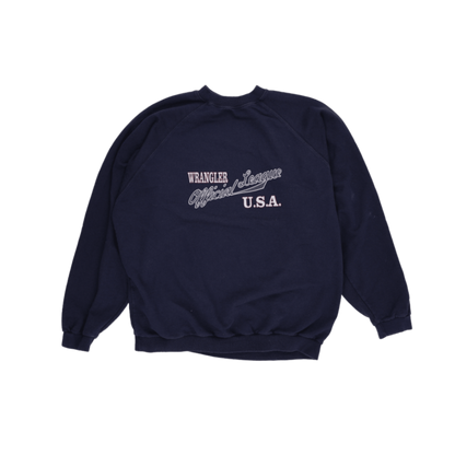 Wrangler Official League U.S.A. Vintage Crew Neck Sweatshirt Navy Blue XXL Cotton Blend