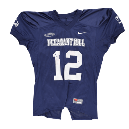 Nike Pleasant Hill Number 12 Vintage American Football Jersey Navy XL Polyester Mesh