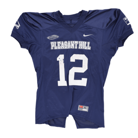 Nike Pleasant Hill Number 12 Vintage American Football Jersey Navy XL Polyester Mesh