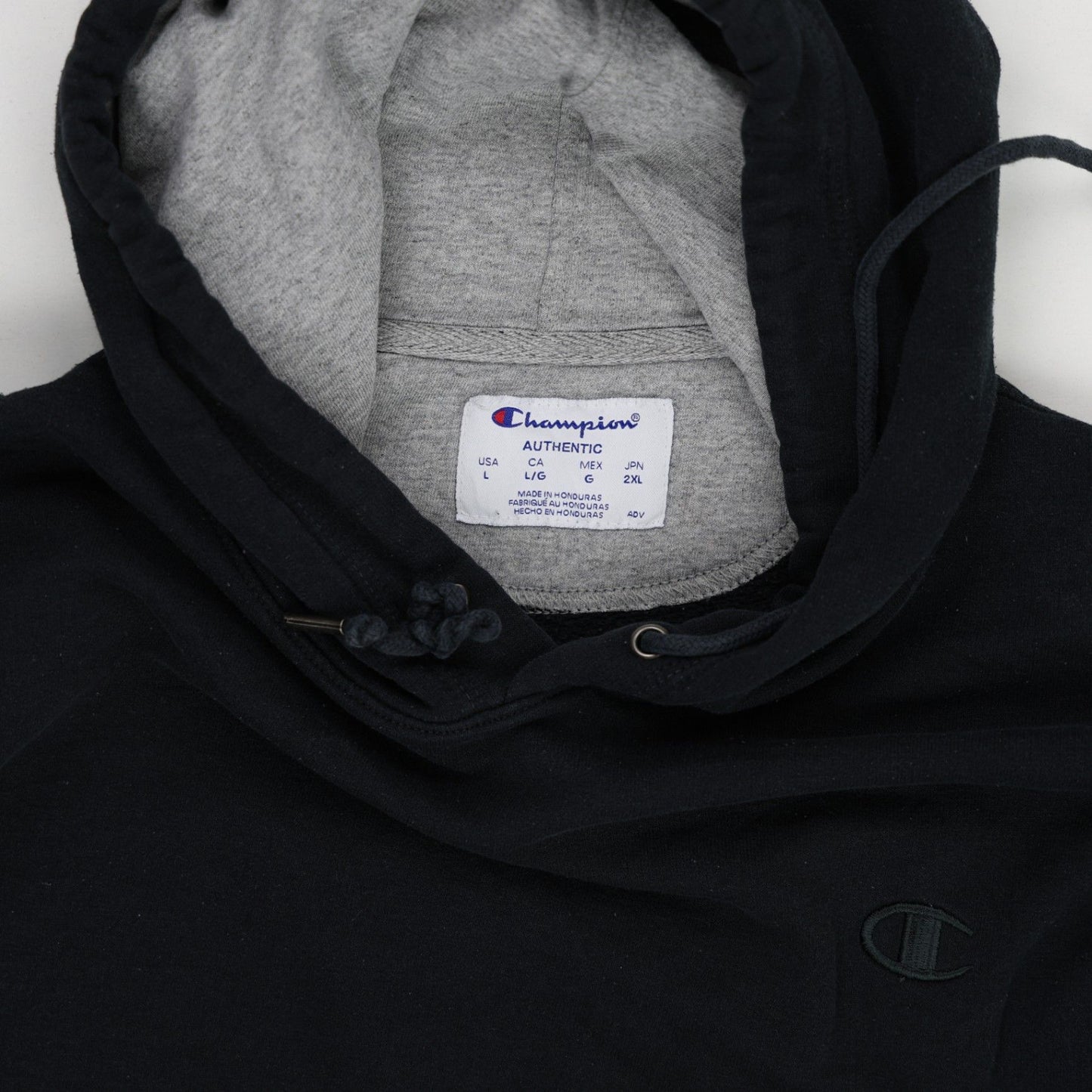 Champion Black Pullover Hoodie Size Large Cotton Blend Mens Activewear