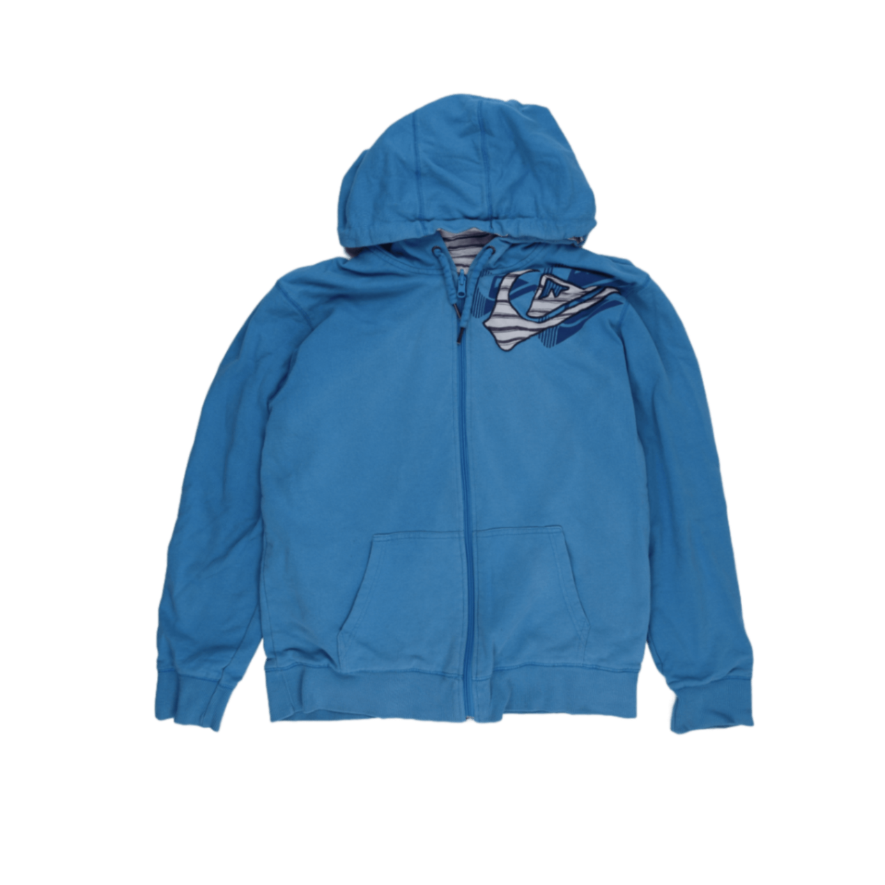 Quiksilver Blue Zip Up Hoodie Men Medium Cotton Blend Hooded