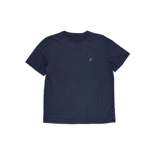 Nautica Large Navy Blue Cotton Blend Crew Neck T-Shirt for Men