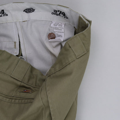 Dickies 874 Original Fit Khaki Work Trousers Size 34 Inseam 32 65 Percent Polyester 35 Percent Cotton Straight Leg