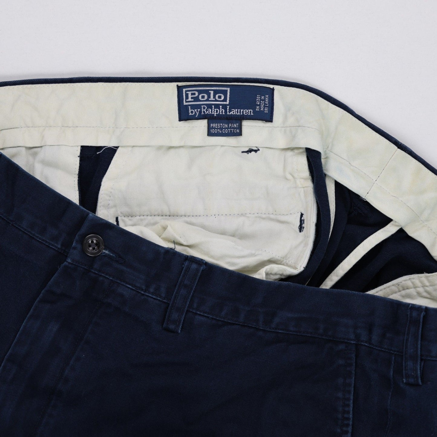 Polo Ralph Lauren Preston Pant Navy Blue 36W 32L 100 Cotton Chinos
