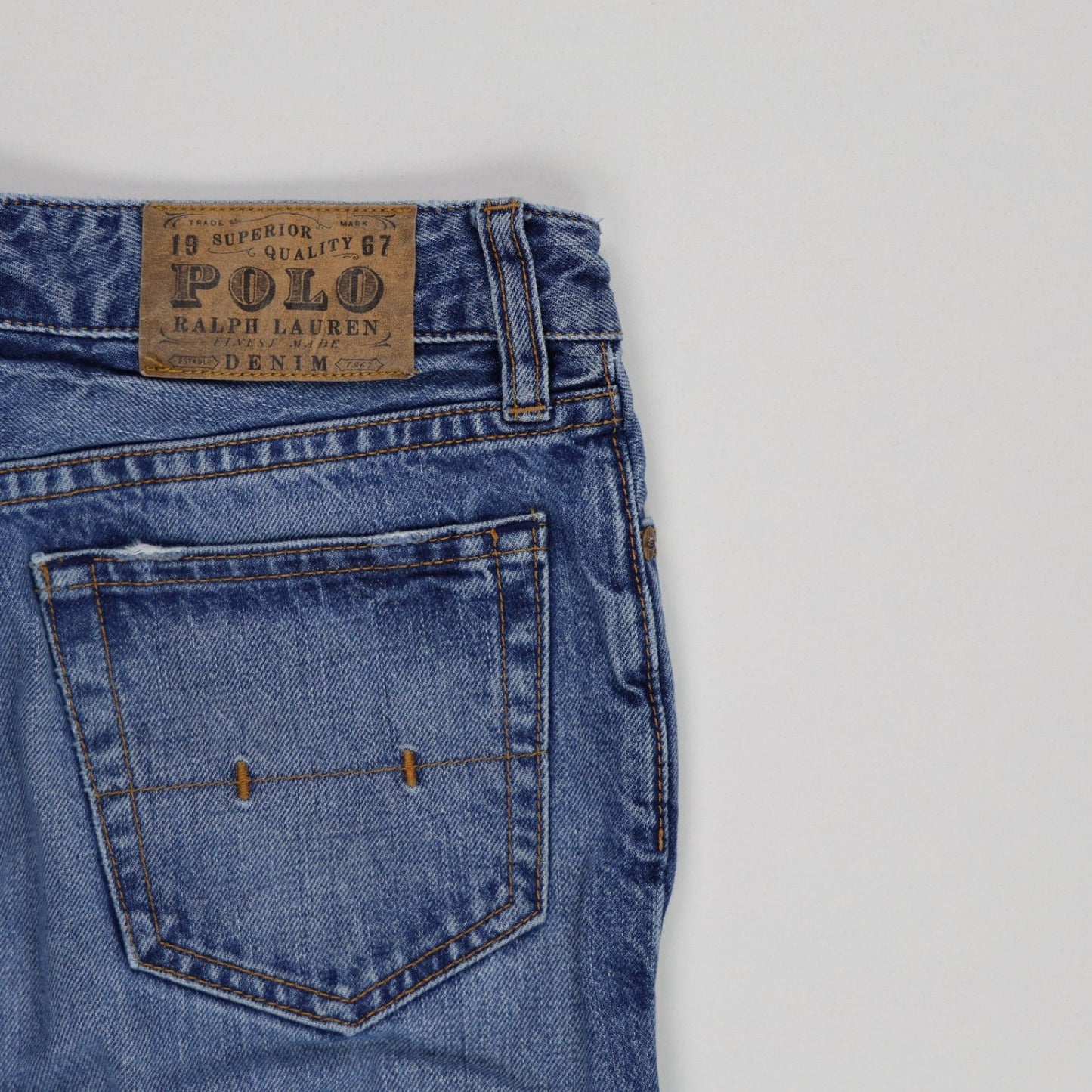 Polo Ralph Lauren Vintage Blue Denim Jeans 34W 32L 100% Cotton Straight Leg