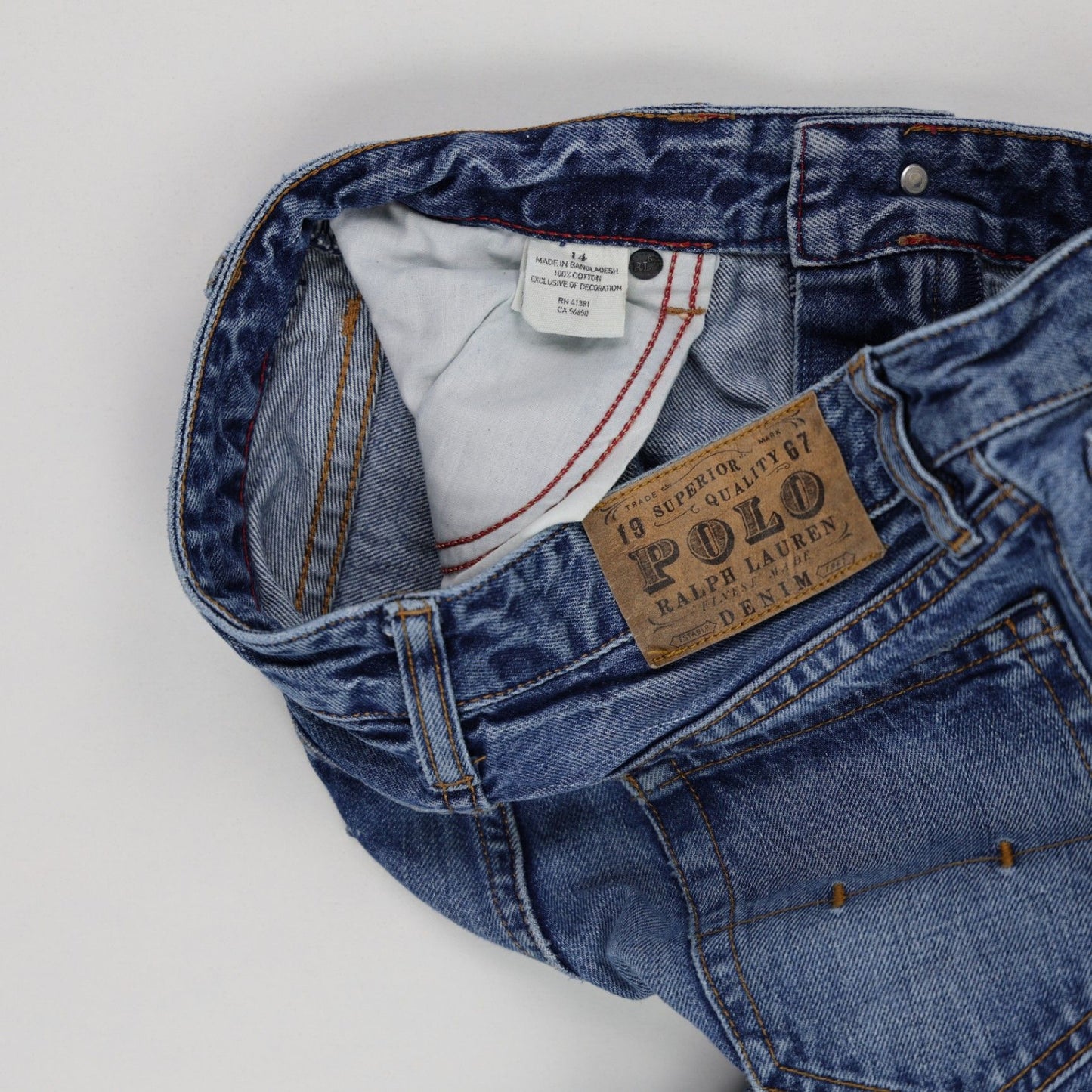 Polo Ralph Lauren Vintage Blue Denim Jeans 34W 32L 100% Cotton Straight Leg