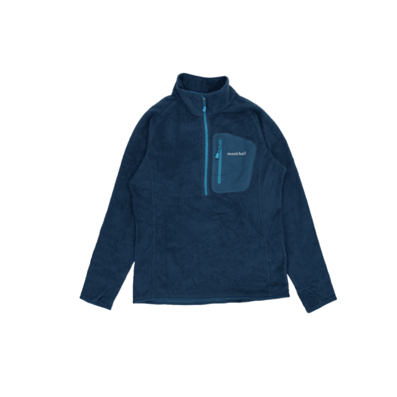 Montbell Blue Fleece Pullover Half Zip Medium Polyester for Men