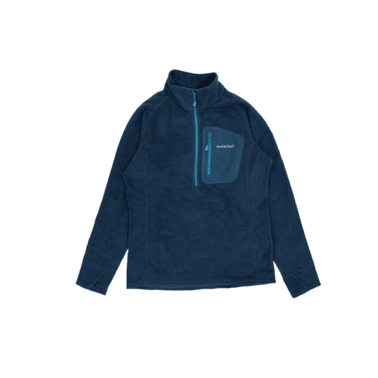 Montbell Blue Fleece Pullover Half Zip Medium Polyester for Men