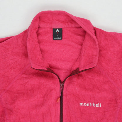 Montbell Women's Full Zip Fleece Jacket Pink Medium Polyester Fleece High Neck Outdoor