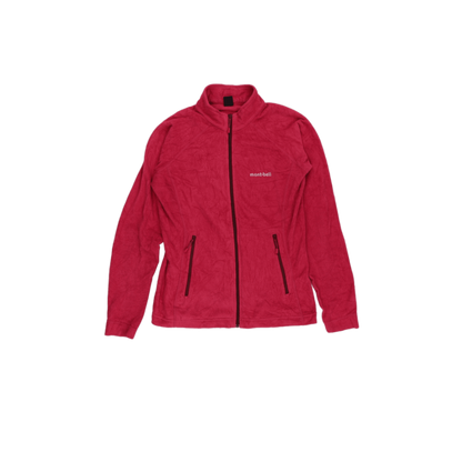 Montbell Women's Full Zip Fleece Jacket Pink Medium Polyester Fleece High Neck Outdoor