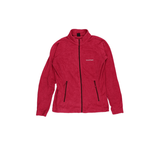 Montbell Women's Full Zip Fleece Jacket Pink Medium Polyester Fleece High Neck Outdoor