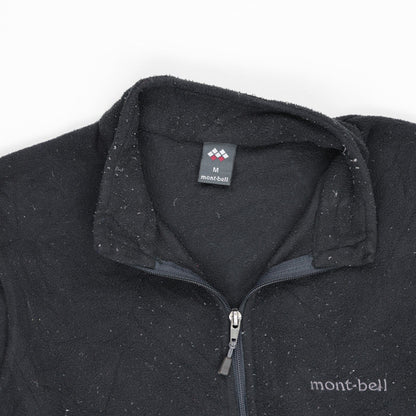 Montbell Black Fleece Gilet Vest Mens Medium Outdoor Sleeveless Stand Collar