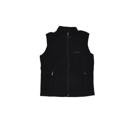 Montbell Black Fleece Gilet Vest Mens Medium Outdoor Sleeveless Stand Collar