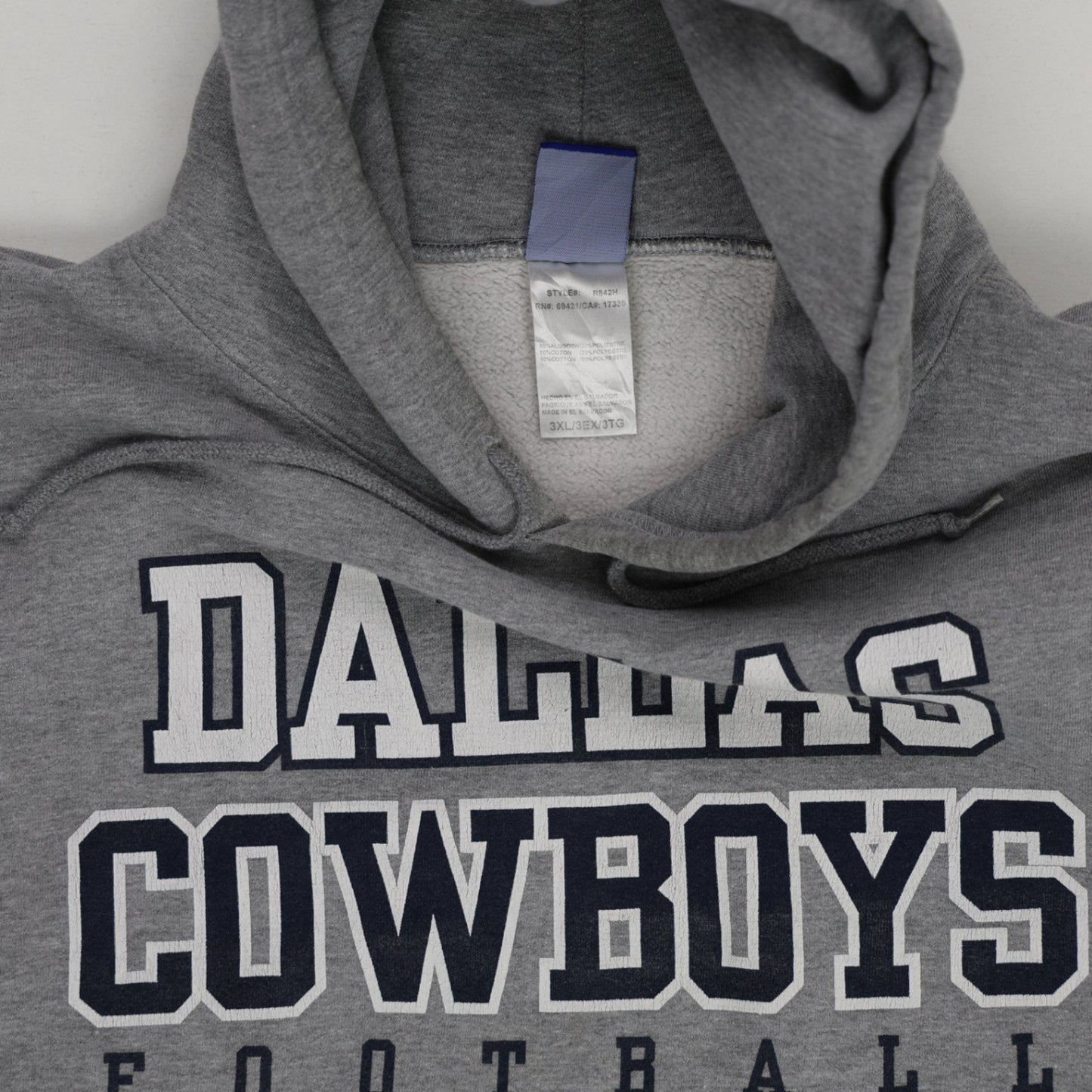 NFL Dallas Cowboys Grey Pullover Hoodie 3XL Cotton Blend Vintage Mens