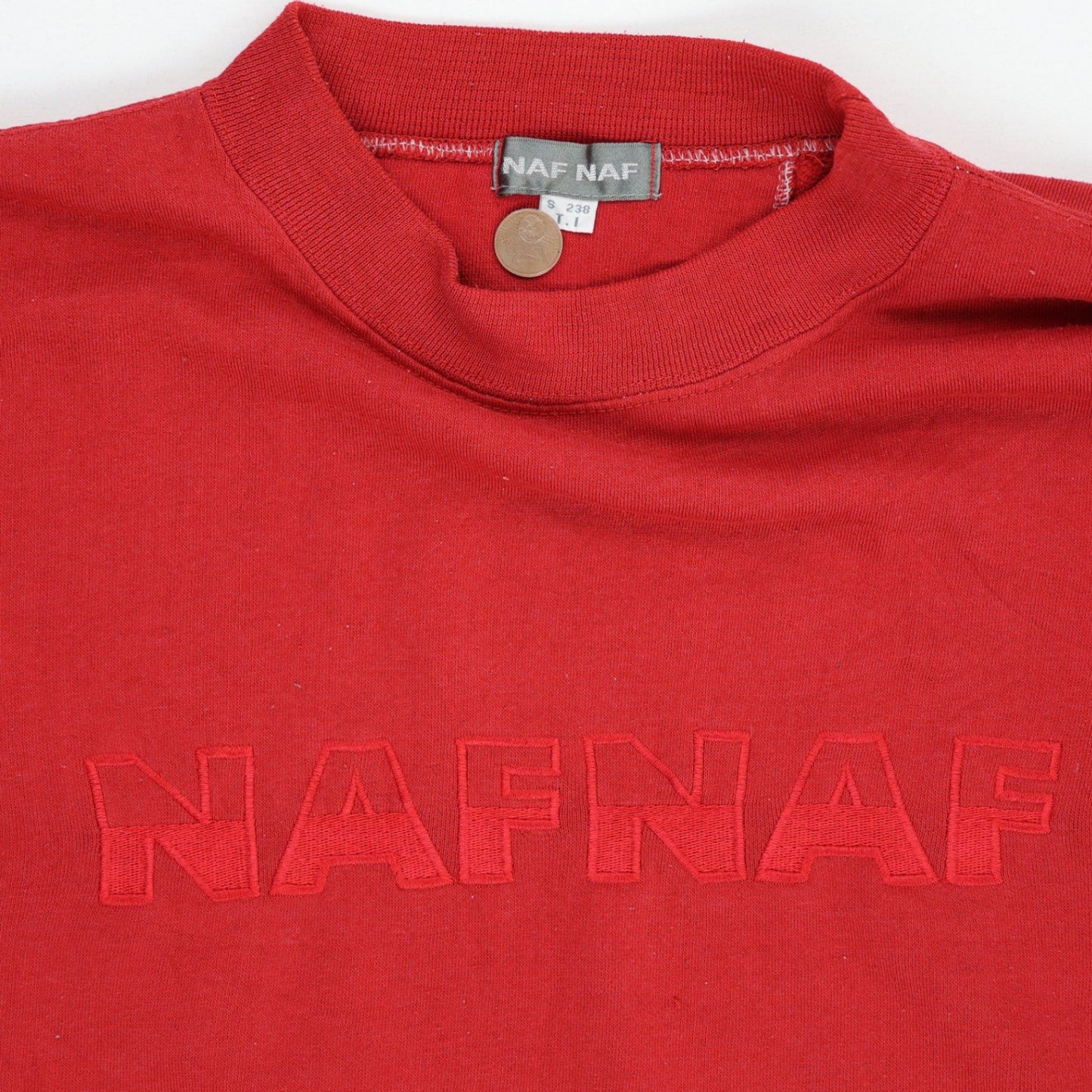 NAF NAF Vintage Red Crew Neck Sweatshirt Unisex Small Cotton