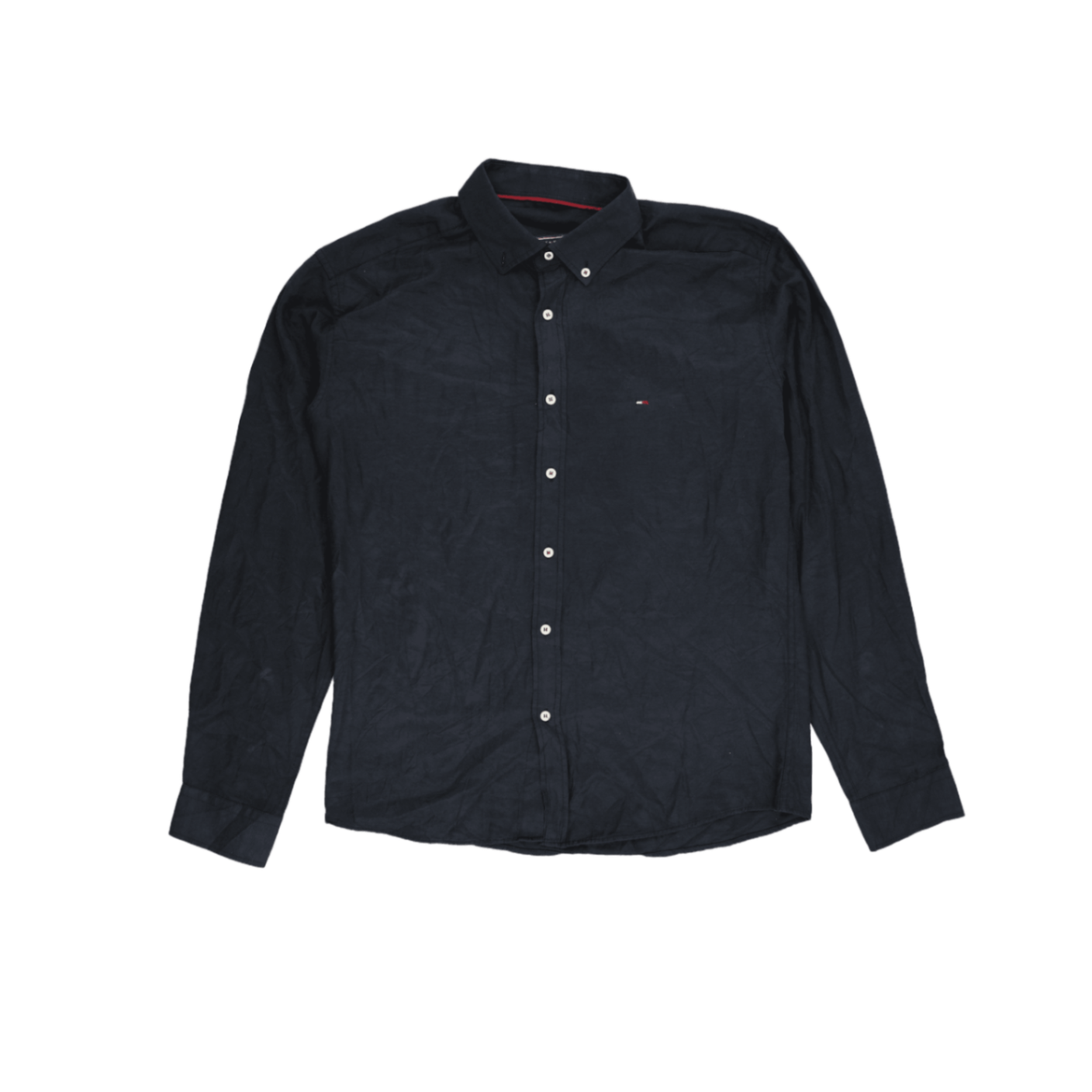 Tommy Hilfiger Navy Blue Oxford Shirt for Men Size Large Cotton Long Sleeve Collared