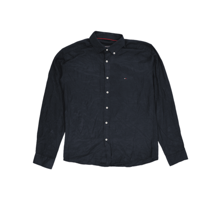 Tommy Hilfiger Navy Blue Oxford Shirt for Men Size Large Cotton Long Sleeve Collared