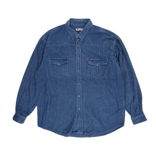 Mustang Vintage Blue Cotton Corduroy Western Shirt XXL