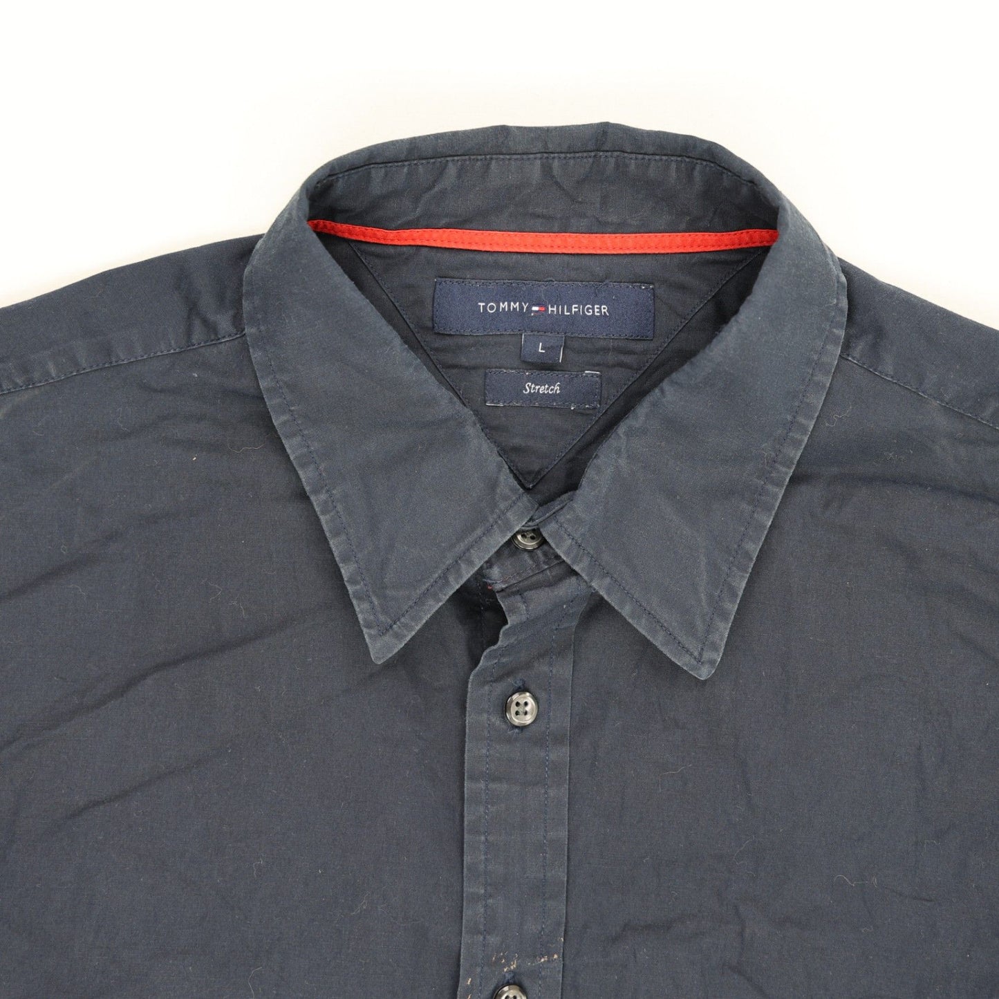 Tommy Hilfiger Navy Long Sleeve Shirt Large Stretch Cotton