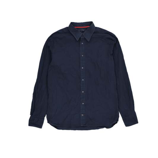 Tommy Hilfiger Navy Long Sleeve Shirt Large Stretch Cotton