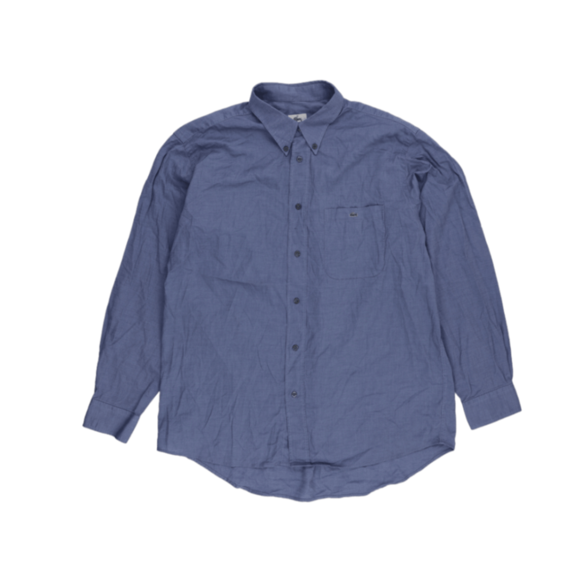 Lacoste Blue Linen Button Up Shirt Size 42 Large Men Collared Long Sleeve