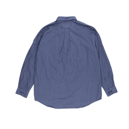 Lacoste Blue Linen Button Up Shirt Size 42 Large Men Collared Long Sleeve