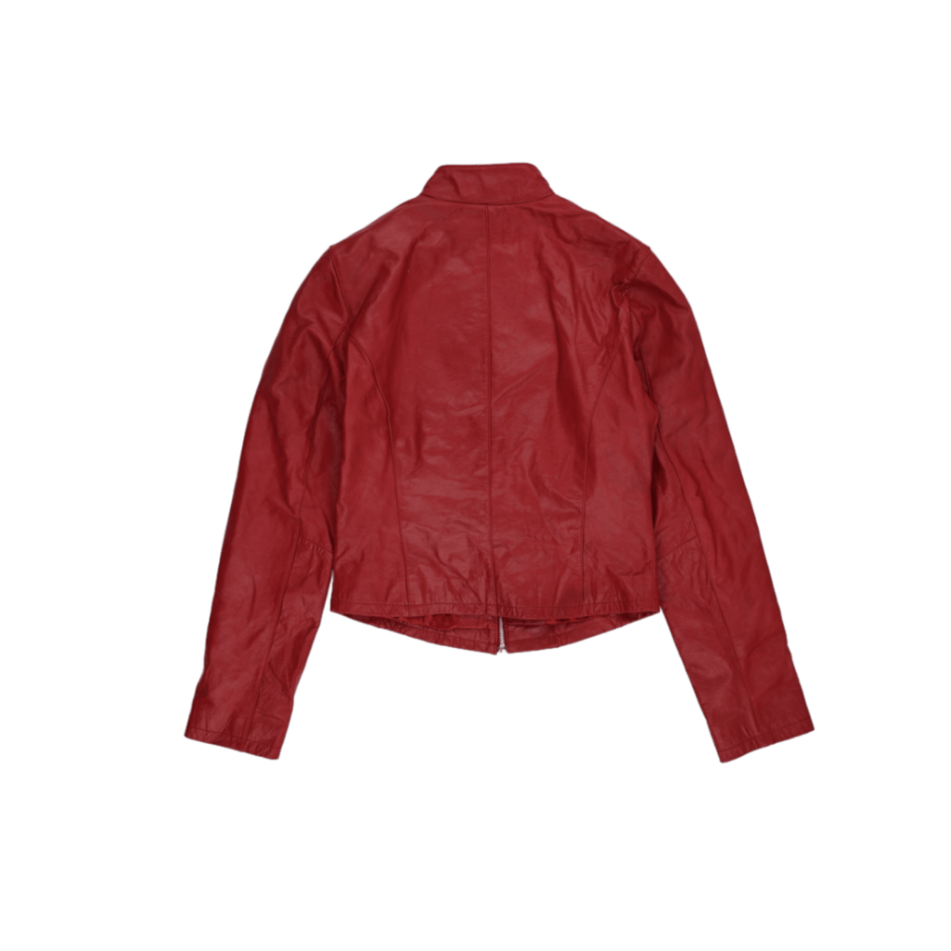 Terranova Women's Red Leather Moto Jacket Size Medium Stand Collar
