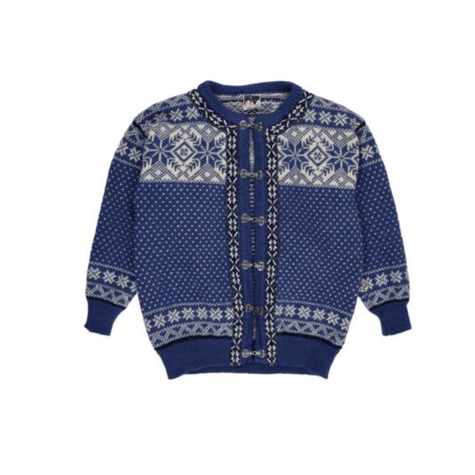 Dale of Norway Blue White Wool Nordic Cardigan Jumper Unisex Size Medium Vintage