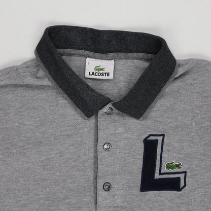 Lacoste Men's Grey Polo Shirt Size 5 Large Cotton Collared Contrast Sleeve