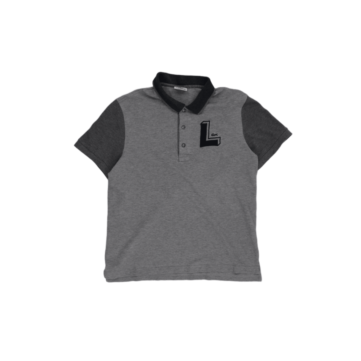 Lacoste Men's Grey Polo Shirt Size 5 Large Cotton Collared Contrast Sleeve