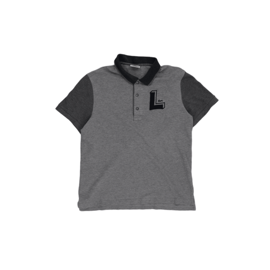 Lacoste Men's Grey Polo Shirt Size 5 Large Cotton Collared Contrast Sleeve