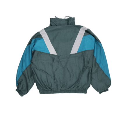 PUMA Vintage Windbreaker Jacket Green Blue White Men's Size M Nylon Stand Collar