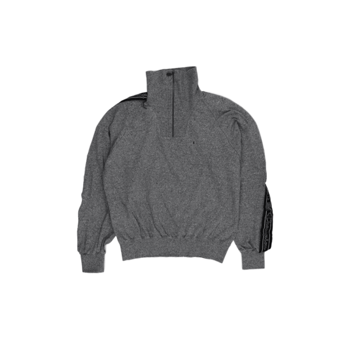Champion Grey Quarter Zip Sweatshirt Men's Medium Cotton Blend Retro Sportswear High Neck