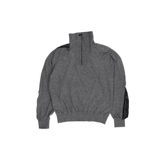 Champion Grey Quarter Zip Sweatshirt Men's Medium Cotton Blend Retro Sportswear High Neck